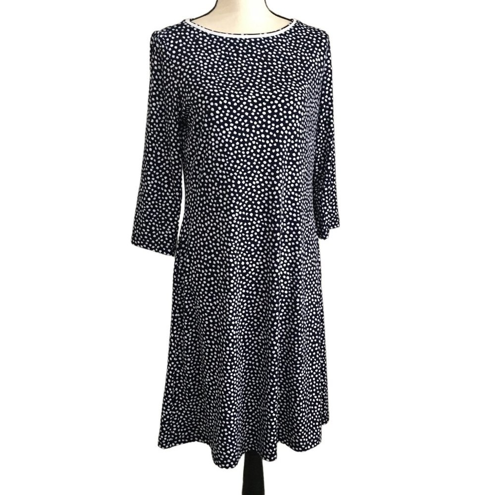 Susan Graves Liquid Knit Navy and Dots Dress